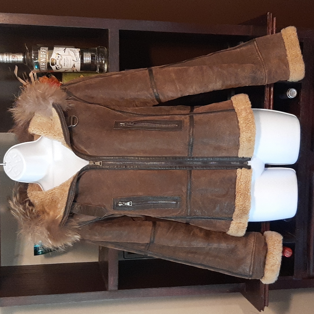 a.n.a. Brown leather coat size Medium